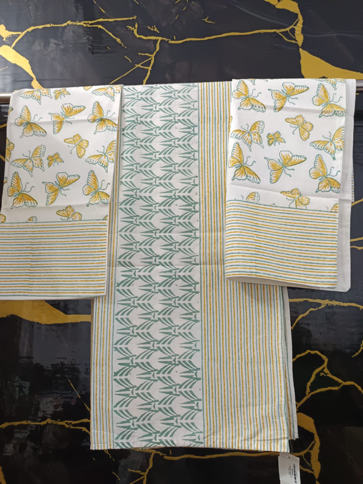 Hand Block Printed Cotton Bedsheet  (90 X108 ) IN