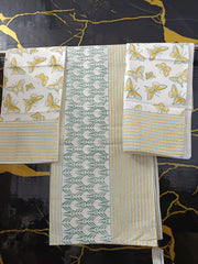 Hand Block Printed Cotton Bedsheet  (90 X108 ) IN