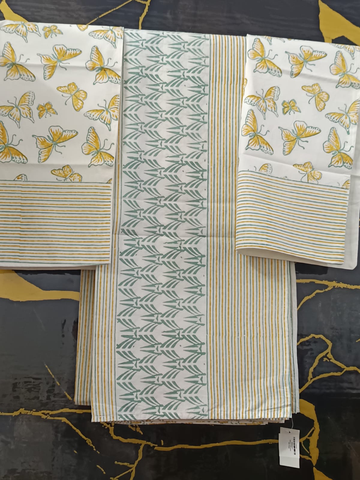 Hand Block Printed Cotton Bedsheet  (90 X108 ) IN