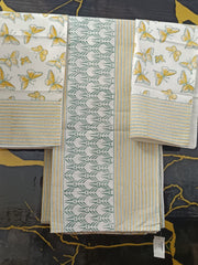 Hand Block Printed Cotton Bedsheet  (90 X108 ) IN
