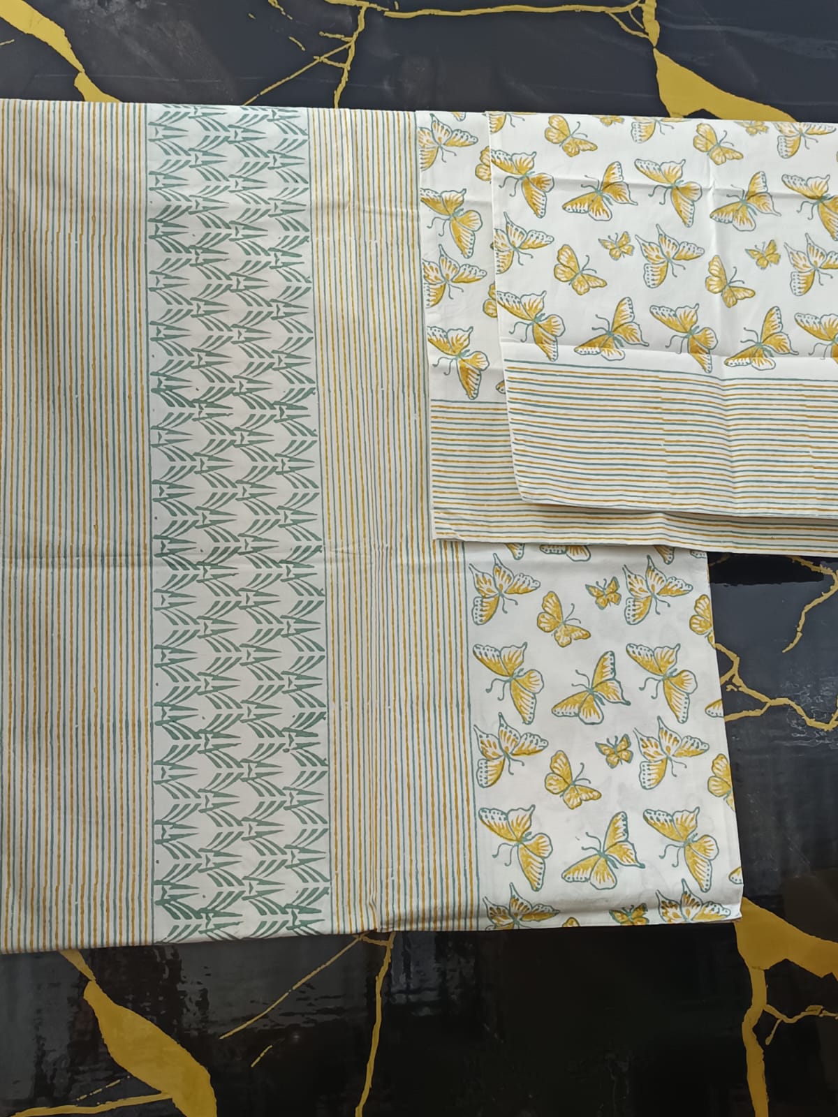Hand Block Printed Cotton Bedsheet  (90 X108 ) IN
