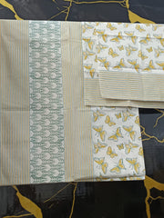 Hand Block Printed Cotton Bedsheet  (90 X108 ) IN