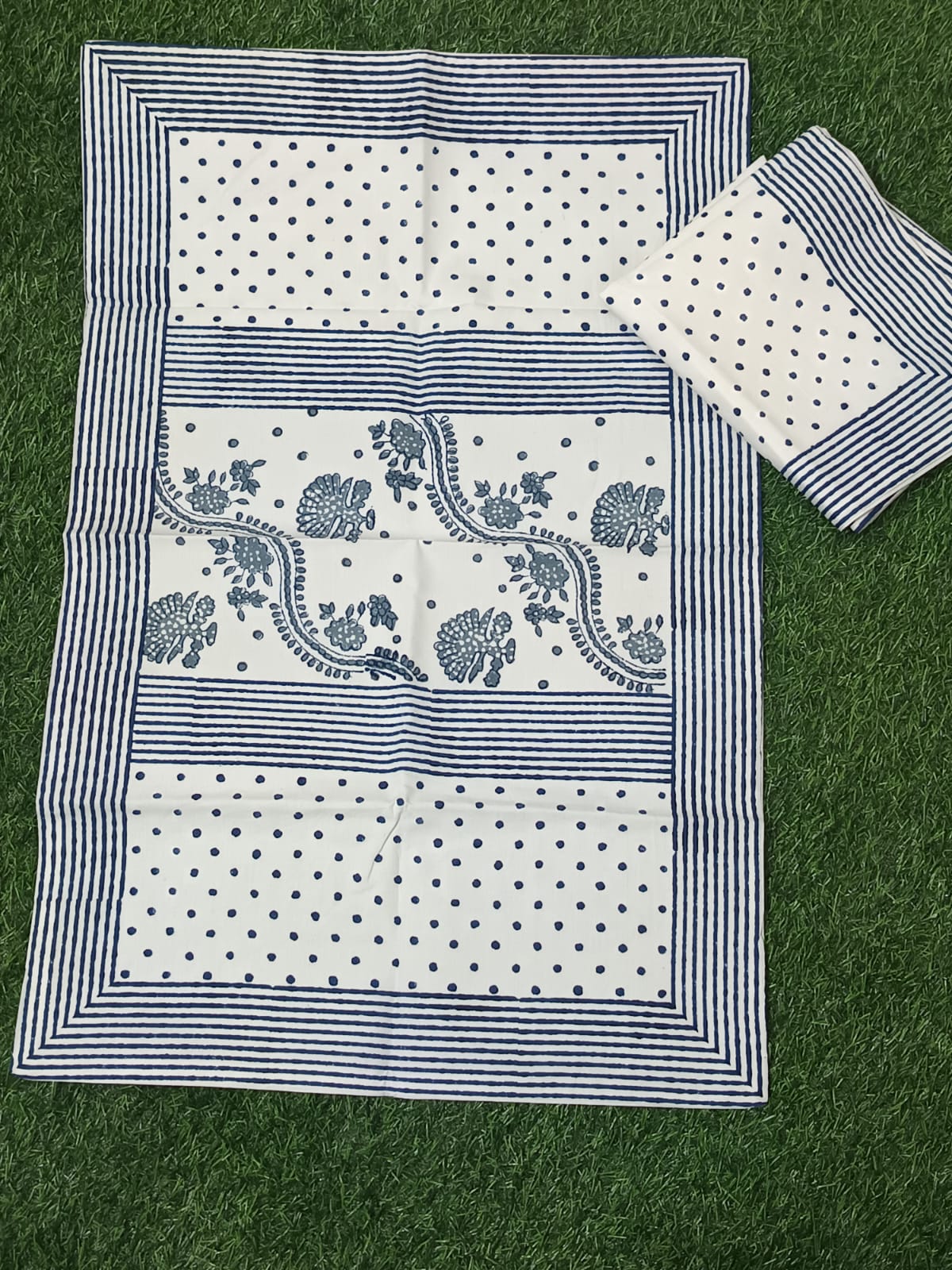 Hand Block Printed Cotton Bedsheet  (90 X108 ) IN