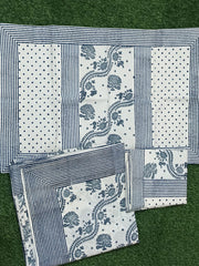 Hand Block Printed Cotton Bedsheet  (90 X108 ) IN
