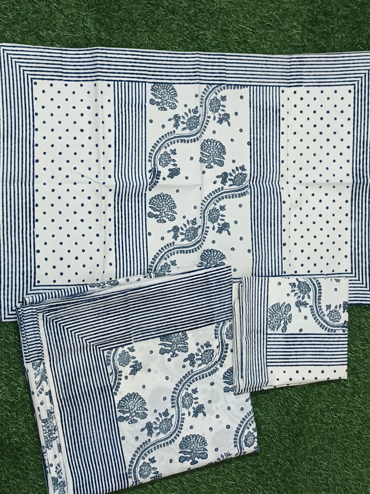 Hand Block Printed Cotton Bedsheet  (90 X108 ) IN