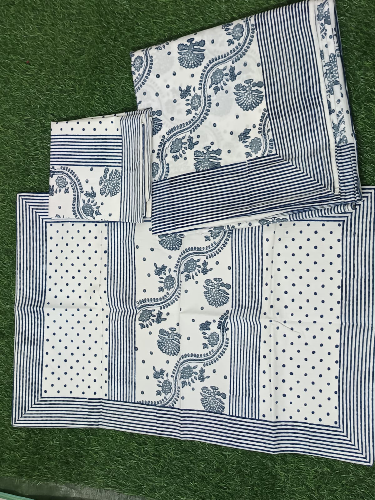 Hand Block Printed Cotton Bedsheet  (90 X108 ) IN
