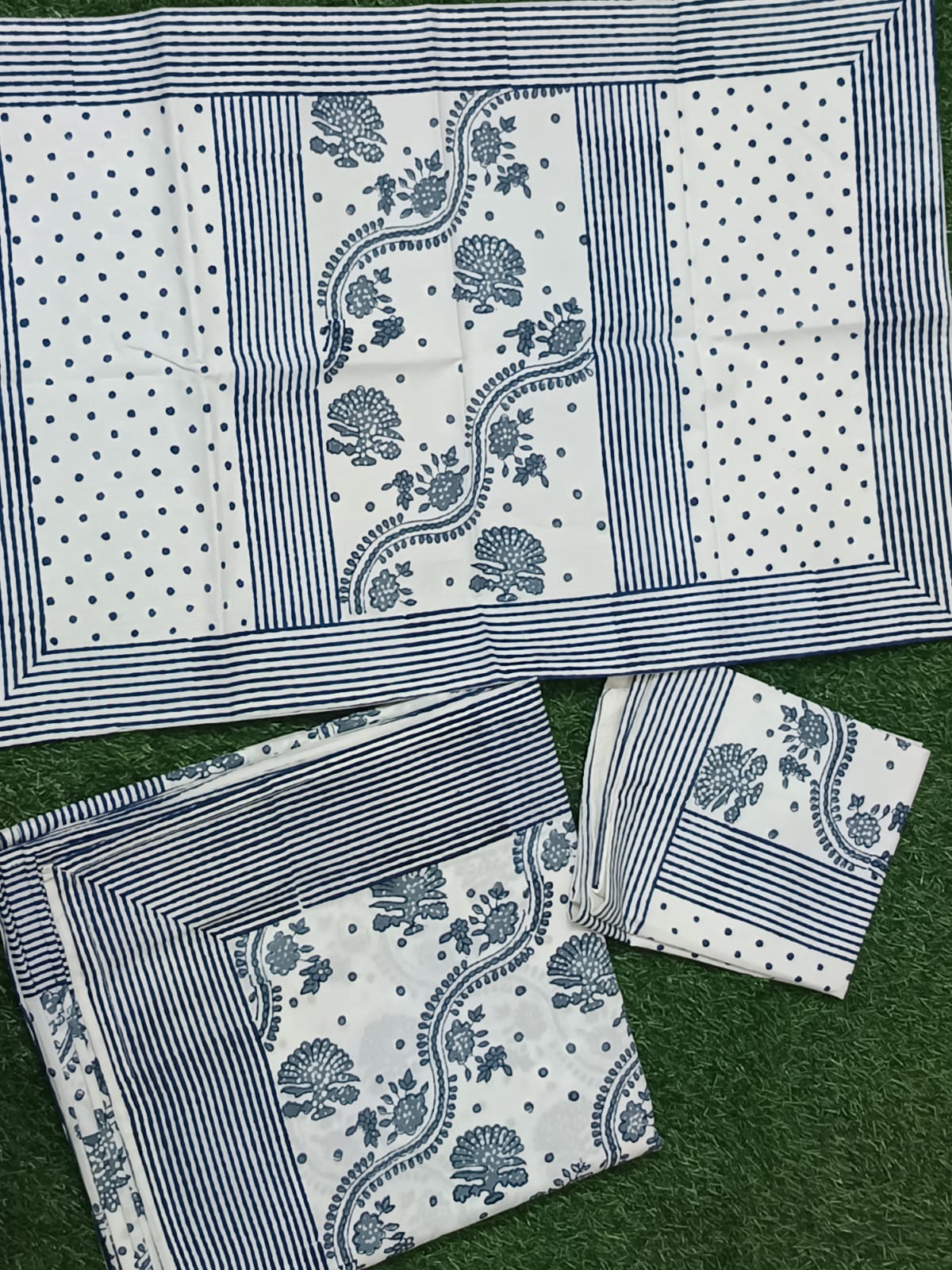 Hand Block Printed Cotton Bedsheet  (90 X108 ) IN