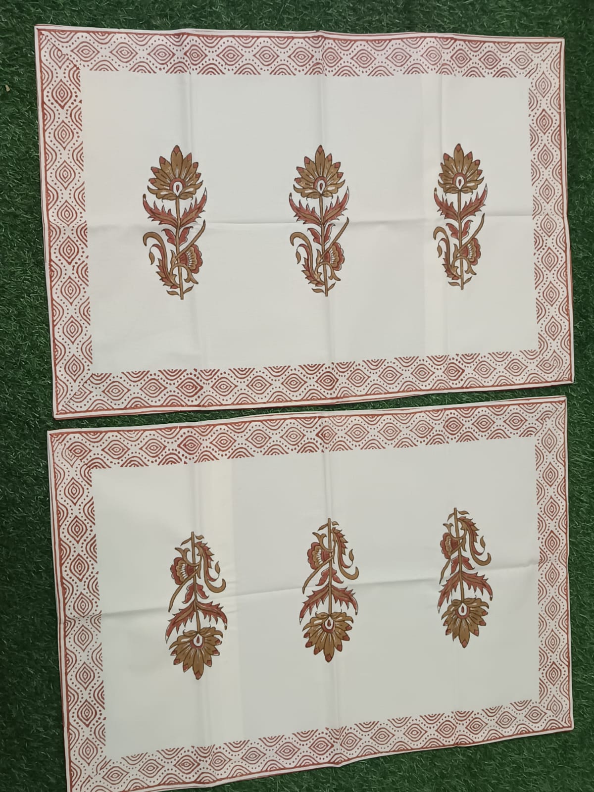 Hand Block Printed Cotton Bedsheet  (90 X108 ) IN