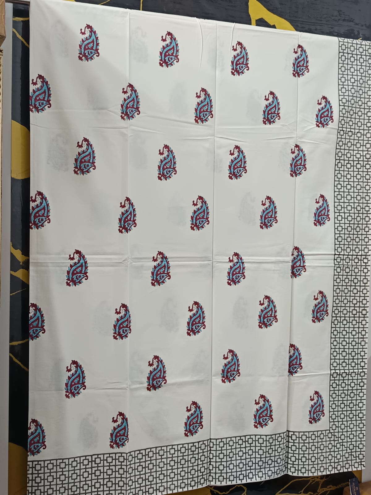 Hand Block Printed Cotton Bedsheet  (90 X108 ) IN