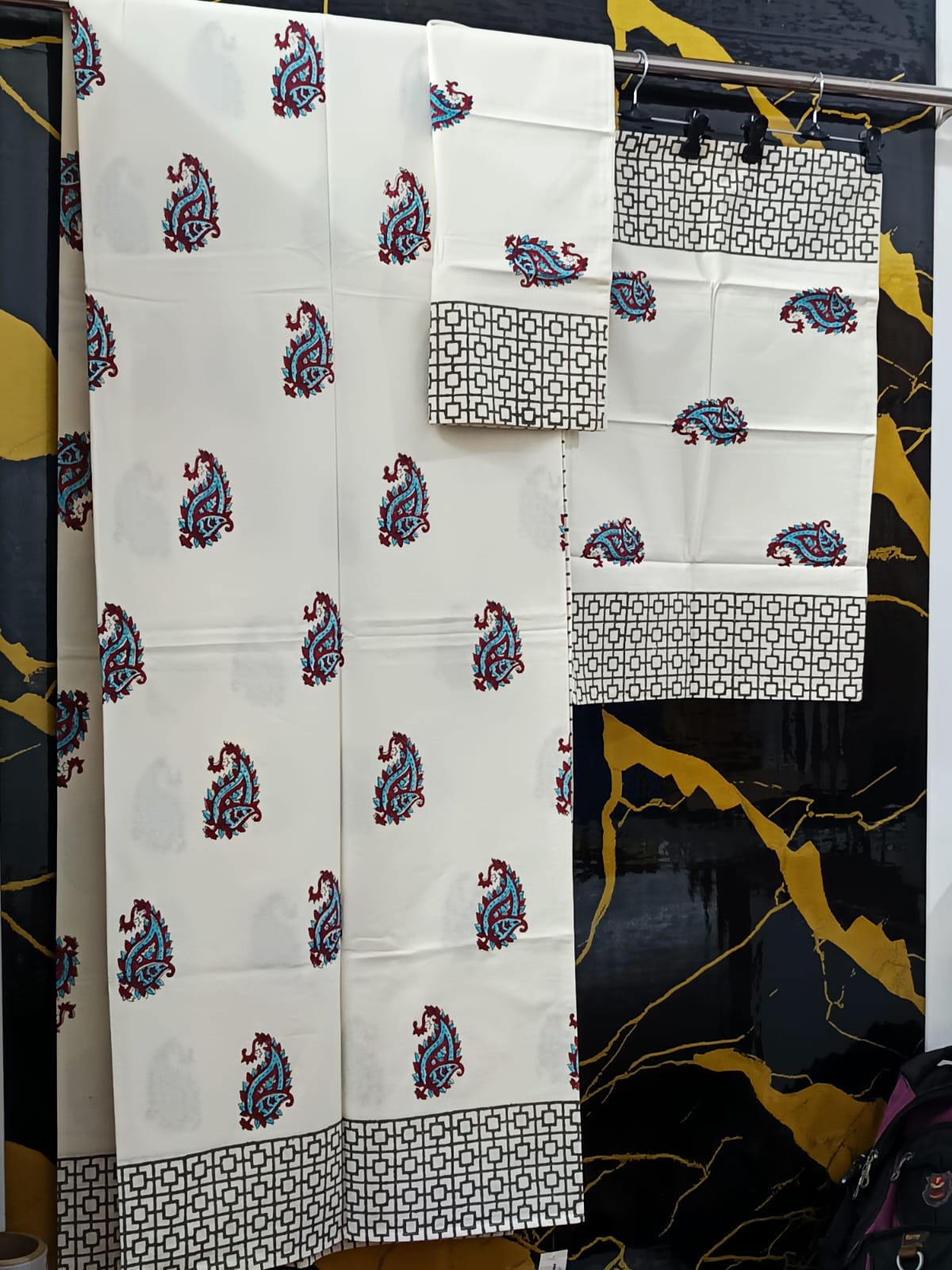 Hand Block Printed Cotton Bedsheet  (90 X108 ) IN