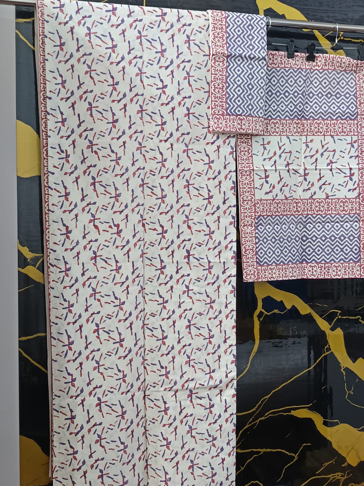 Hand Block Printed Cotton Bedsheet  (90 X108 ) IN