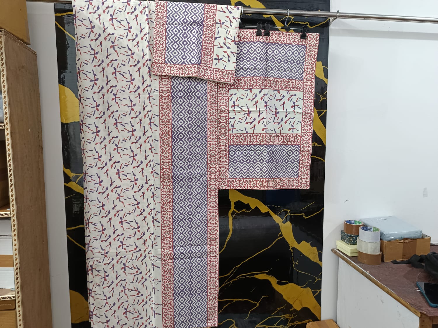 Hand Block Printed Cotton Bedsheet  (90 X108 ) IN