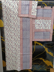 Hand Block Printed Cotton Bedsheet  (90 X108 ) IN