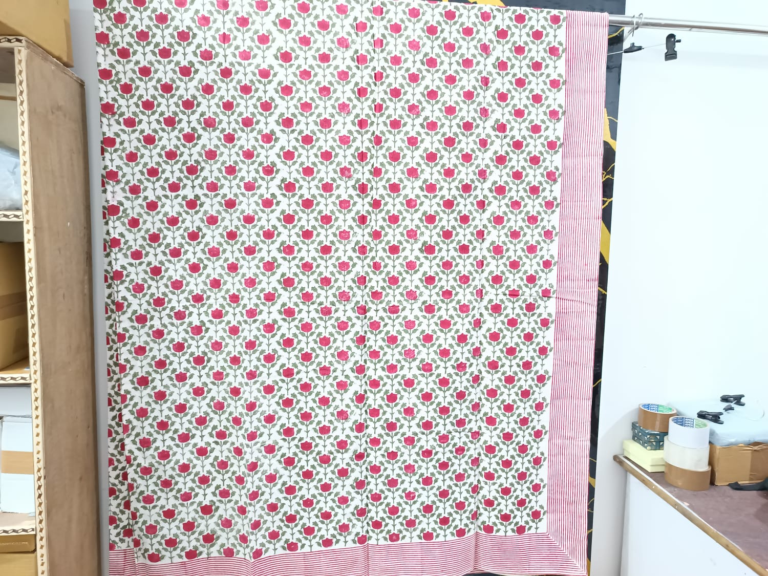 Hand Block Printed Cotton Bedsheet  (90 X108 ) IN
