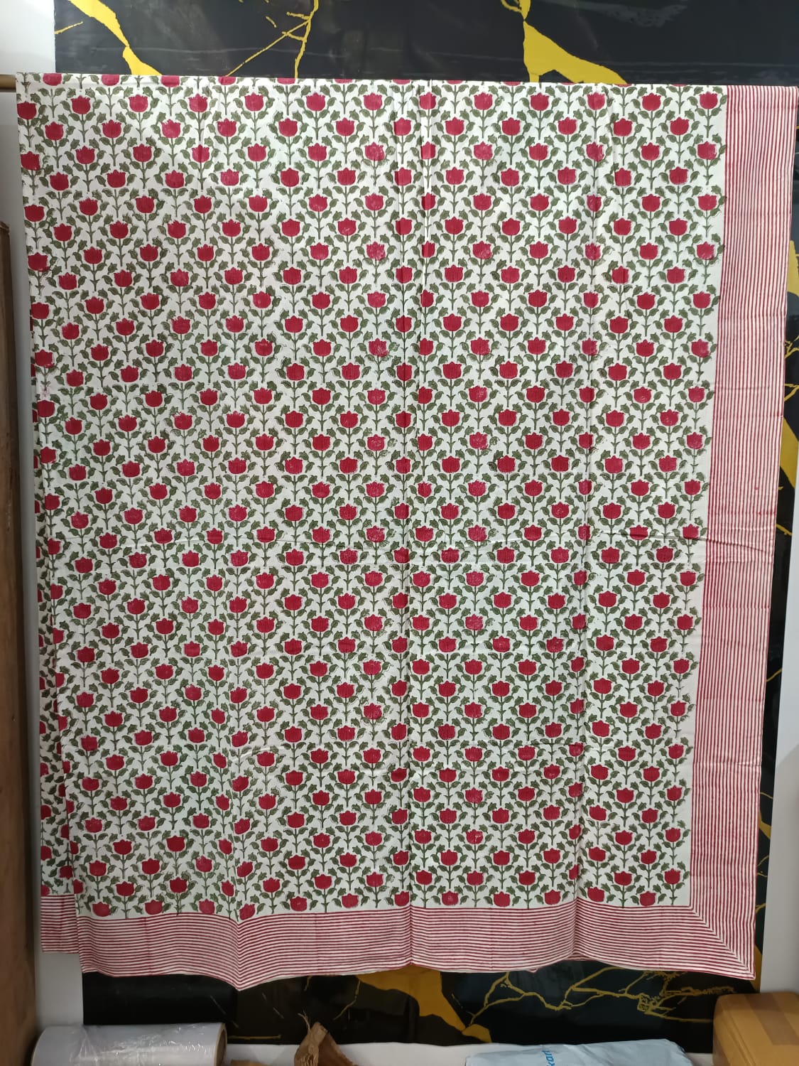 Hand Block Printed Cotton Bedsheet  (90 X108 ) IN