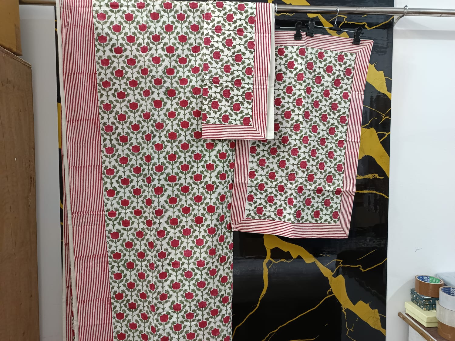 Hand Block Printed Cotton Bedsheet  (90 X108 ) IN