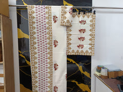 Hand Block Printed Cotton Bedsheet  (90 X108 ) IN