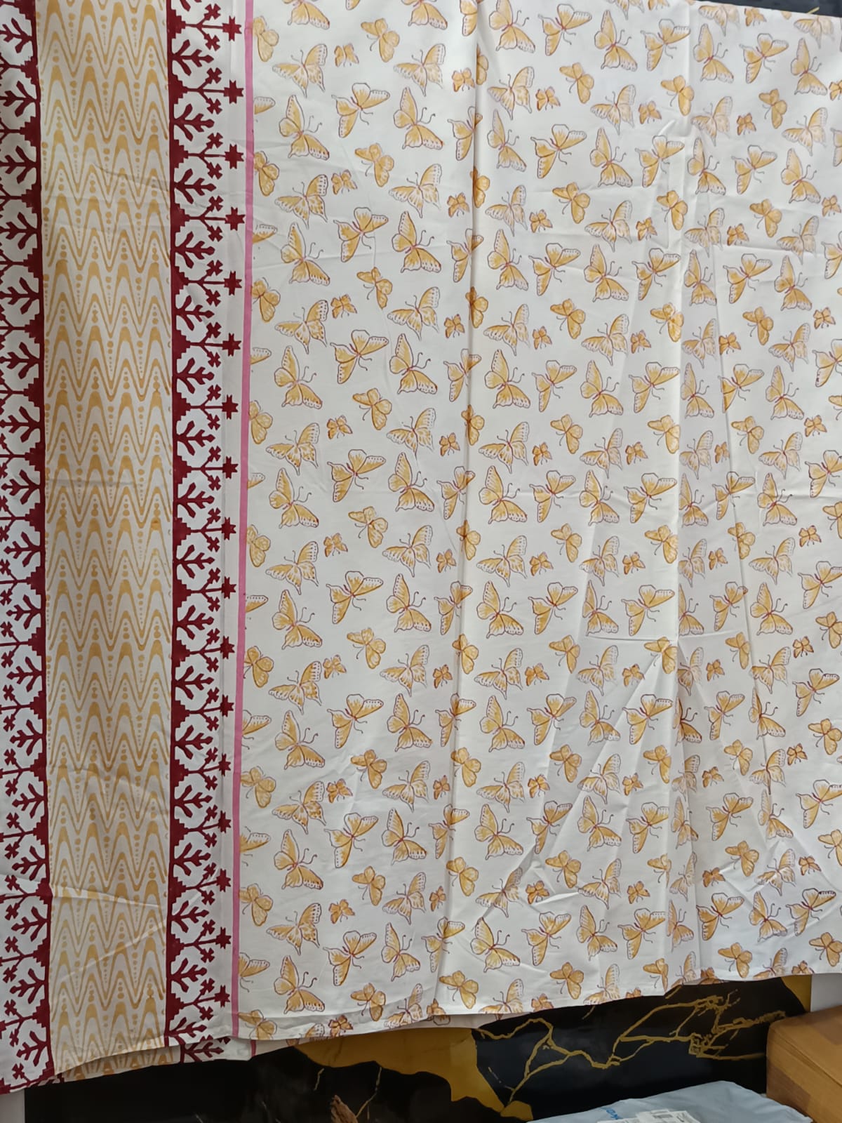 Hand Block Printed Cotton Bedsheet  (90 X108 ) IN