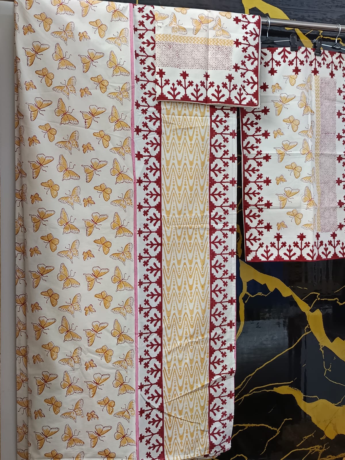 Hand Block Printed Cotton Bedsheet  (90 X108 ) IN