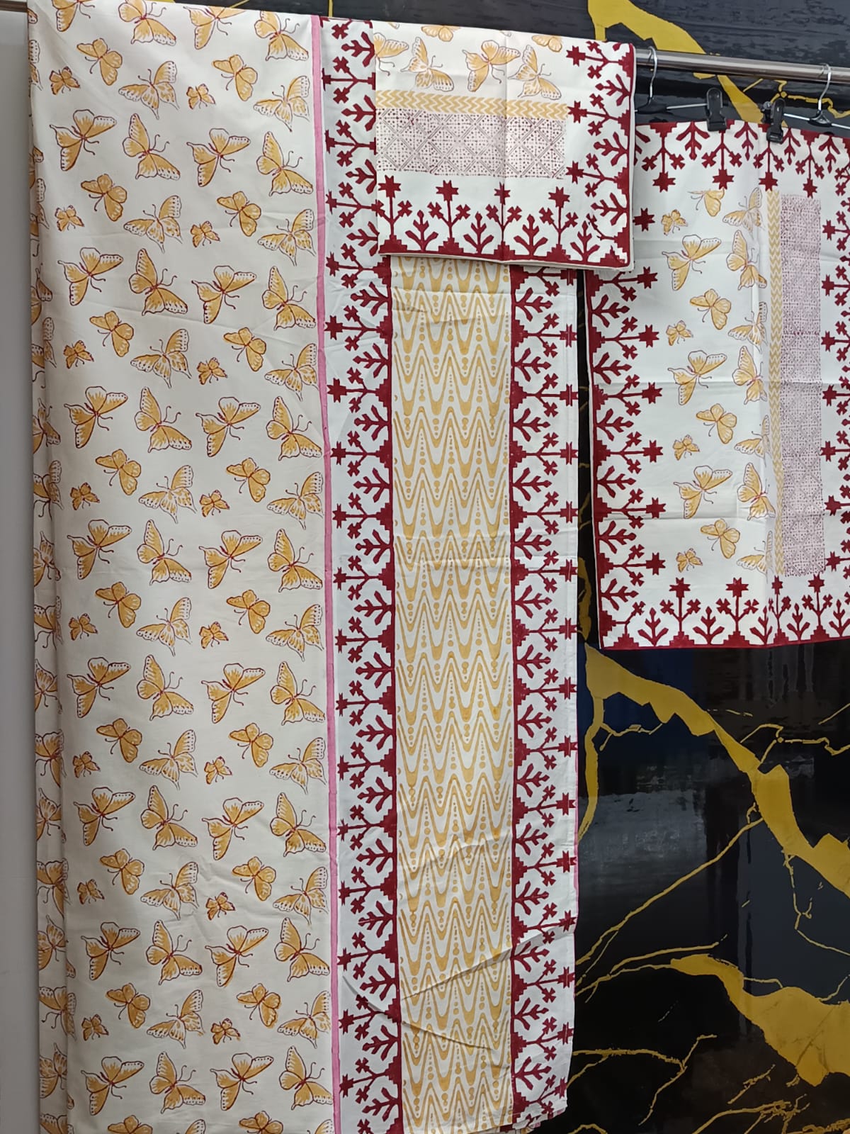 Hand Block Printed Cotton Bedsheet  (90 X108 ) IN