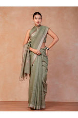 Pure Linen Cross Dyed Saree with Blouse