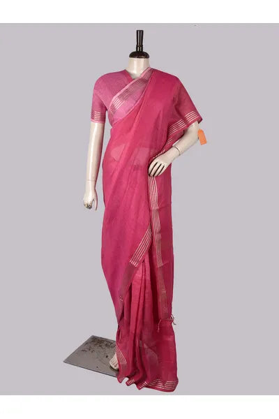 Pure Linen Cross Dyed Saree with Blouse