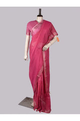 Pure Linen Cross Dyed Saree with Blouse