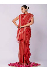 Pure Linen Cross Dyed Saree with Blouse