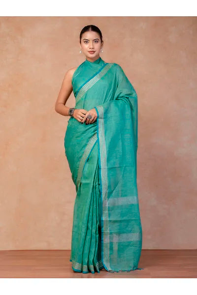 Pure Linen Cross Dyed Saree with Blouse