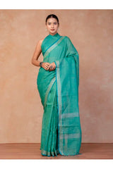Pure Linen Cross Dyed Saree with Blouse