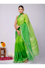 Pure Linen Cross Dyed Saree with Blouse