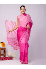 Pure Linen Cross Dyed Saree with Blouse