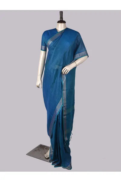 Pure Linen Cross Dyed Saree with Blouse