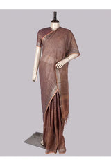 Pure Linen Cross Dyed Saree with Blouse