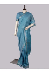 Pure Linen Cross Dyed Saree with Blouse