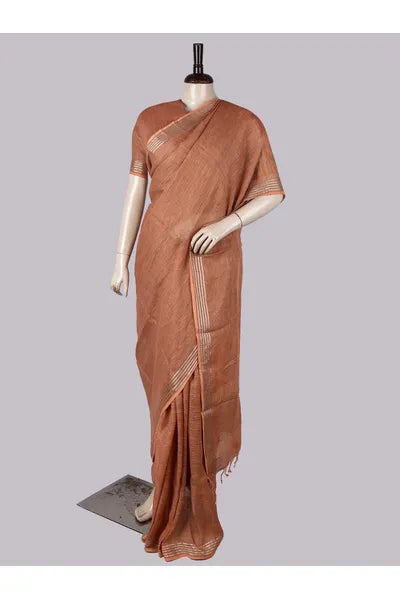Pure Linen Cross Dyed Saree with Blouse