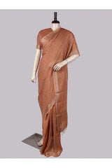 Pure Linen Cross Dyed Saree with Blouse