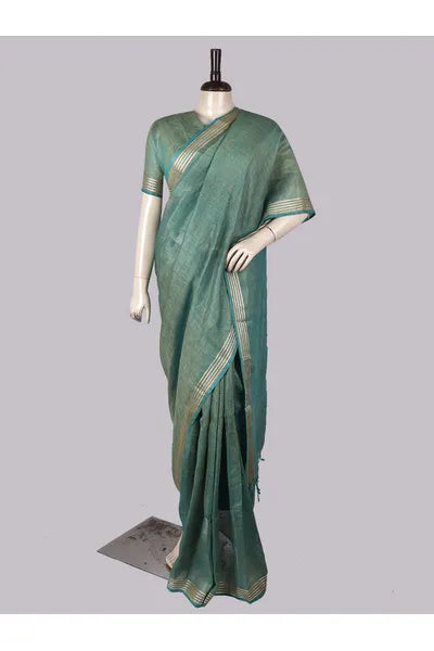 Pure Linen Cross Dyed Saree with Blouse
