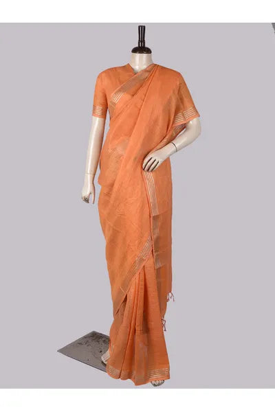 Pure Linen Cross Dyed Saree with Blouse