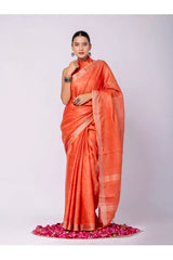 Pure Linen Cross Dyed Saree with Blouse