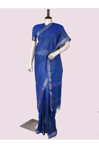 Pure Linen Cross Dyed Saree with Blouse