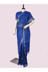 Pure Linen Cross Dyed Saree with Blouse
