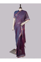 Pure Linen Cross Dyed Saree with Blouse