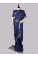 Pure Linen Cross Dyed Saree with Blouse