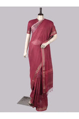 Pure Linen Cross Dyed Saree with Blouse