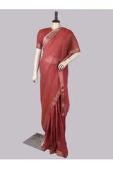 Pure Linen Cross Dyed Saree with Blouse