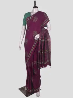 Hand Block Cotton Saree with Blouse