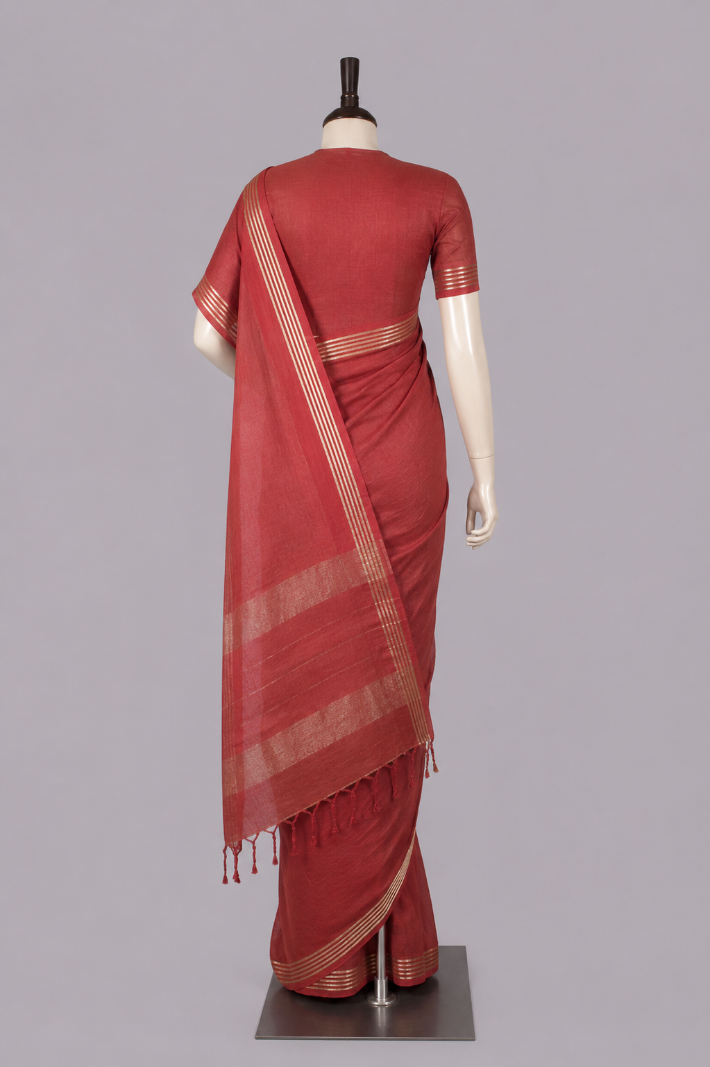 Pure Linen Cross Dyed Saree with Blouse