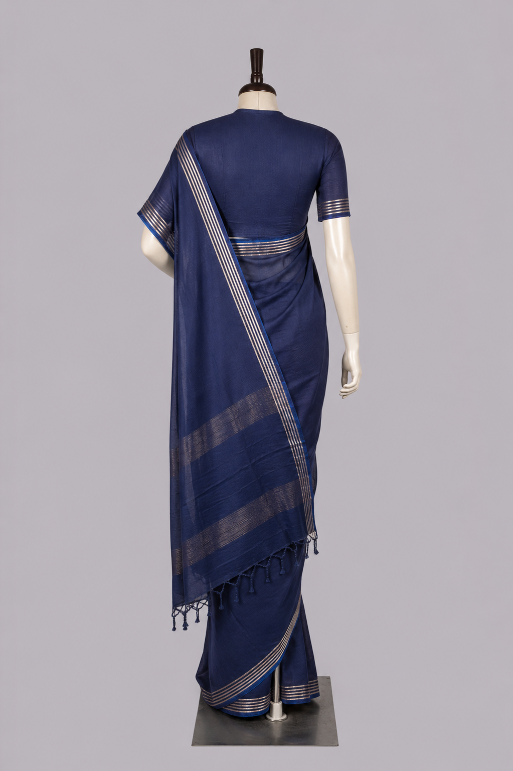 Pure Linen Cross Dyed Saree with Blouse