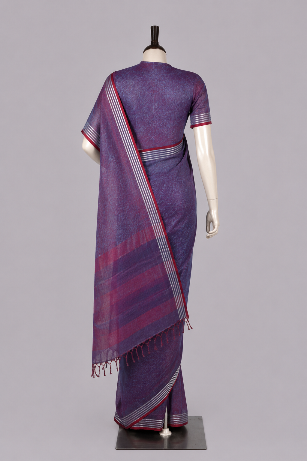 Pure Linen Cross Dyed Saree with Blouse